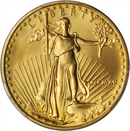 1990 Half-Ounce Gold Eagle. MS-67 (PCGS).