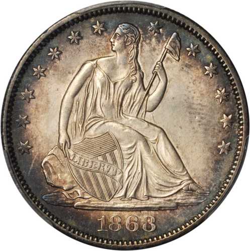 1868-S Liberty Seated Half Dollar. WB-4. Rarity-3. Misplaced Date. Unc Details--Cleaned (PCGS).