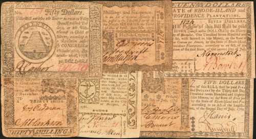 Colonial & Continental Currency. Collection of (7) Notes with Notable Signers. Very Good to About Un