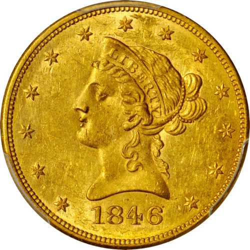 1846 Liberty Head Eagle. MS-60 (PCGS).