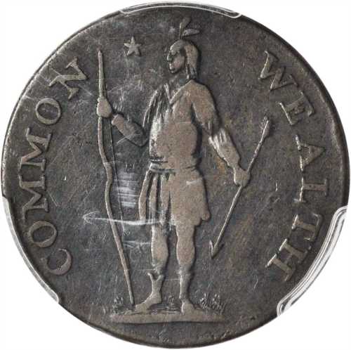 1787 Massachusetts Cent. Ryder 2b-C, W-6050. Rarity-4+. Arrows in Left Talon. VF-20 (PCGS).