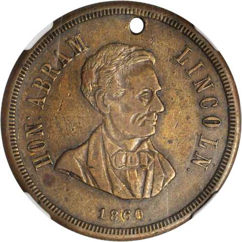 1860 Abraham Lincoln. DeWitt-AL 1860-33. Brass. 31 mm. EF-40 (NGC).