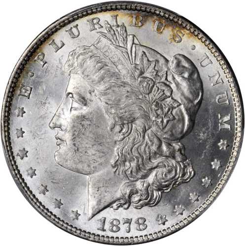 1878 Morgan Silver Dollar. 8 Tailfeathers. VAM-14.4. Hot 50 Variety. Concave Reverse. MS-62 (PCGS).