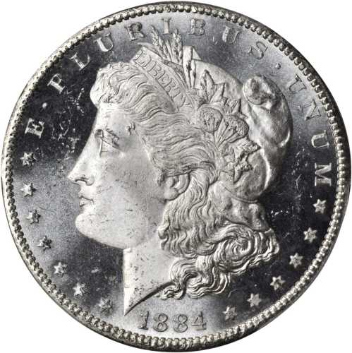 1884-CC Morgan Silver Dollar. MS-65+ PL (PCGS).