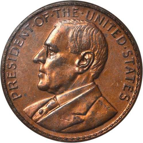 1920 Manila Mint Opening (Wilson Dollar). Copper. 38 mm. HK-450. Rarity-4. AU-55 RB (NGC).