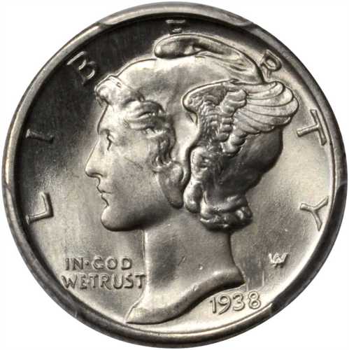 1938 Mercury Dime. MS-65 FB (PCGS). Gold Shield Holder.