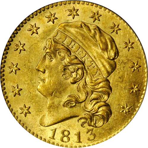 1813 Capped Head Left Half Eagle. BD-2. Rarity-4. MS-63 (PCGS). CAC.