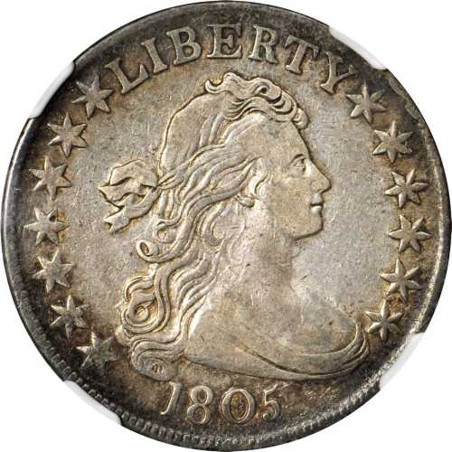 1805 Draped Bust Half Dollar. O-110, T-6. Rarity-5+. VF-30 (NGC).