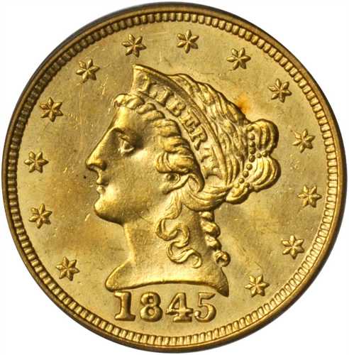 1845 Liberty Head Quarter Eagle. MS-61 (PCGS). CAC. OGH.
