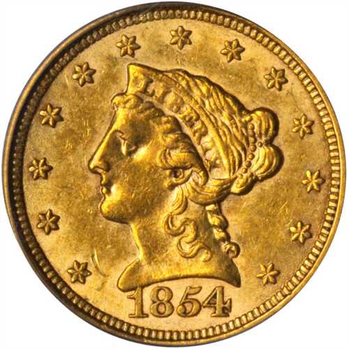 1854 Liberty Head Quarter Eagle. AU-53 (PCGS).