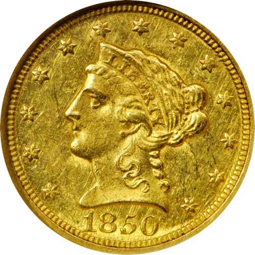 1850-C Liberty Head Quarter Eagle. MS-61 (NGC).