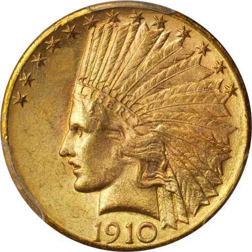 1910-D Indian Eagle. MS-64 (PCGS).