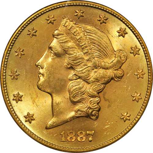 1887-S Liberty Head Double Eagle. MS-64 (PCGS). OGH.