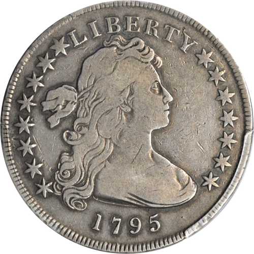 1795 Draped Bust Silver Dollar. BB-51, B-14. Rarity-2. Off-Center Bust. VG-10 (PCGS).