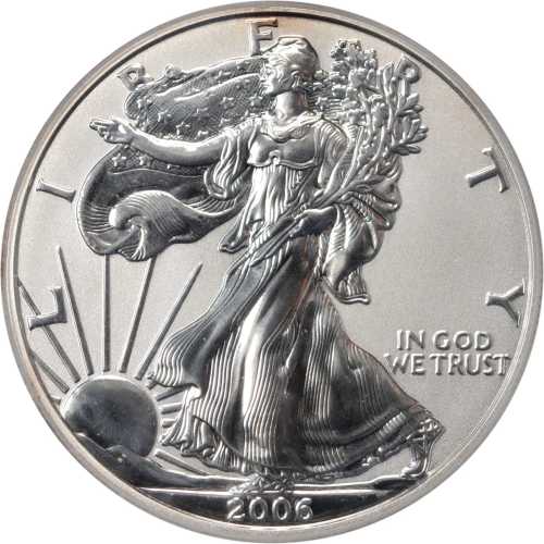 Lot of (2) 2006-Dated Silver Eagles. 20th Anniversary. (PCGS). Secure Holder.