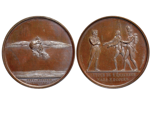 1815年法国铸造拿破崙重登法国帝位 铜质纪念章，41mm，未使用
