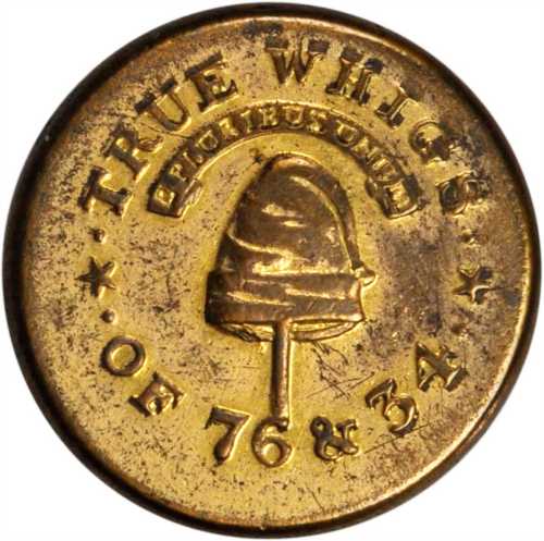 1834 Congressional Election Button. DeWitt-CE 1834-unlisted. Gilt Brass. 12 mm. About Uncirculated.