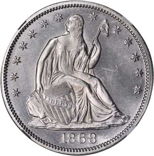 1868 Liberty Seated Half Dollar. WB-101. MS-64 (NGC).