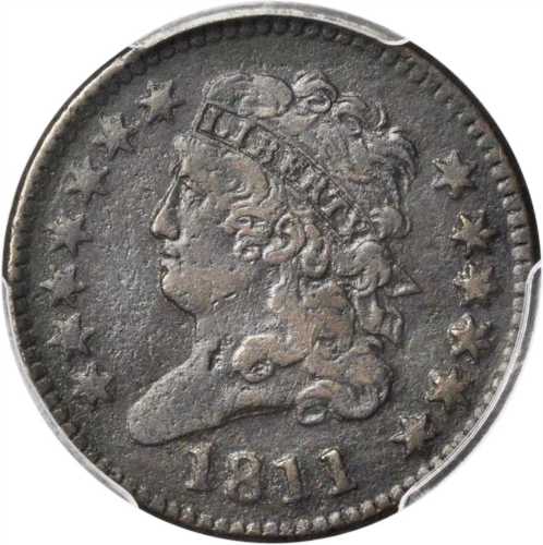 1811 Classic Head Half Cent. C-2. Rarity-3-. Close Date. VF Details--Environmental Damage (PCGS).