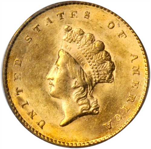 1855 Gold Dollar. Type II. MS-63 (PCGS).