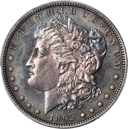 1892 Morgan Silver Dollar. Proof. Unc Details--Questionable Color (PCGS).