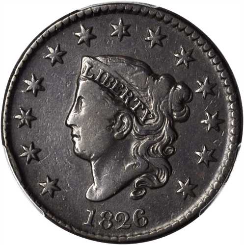 1826 Matron Head Cent. N-7. Rarity-1. VF-30 (PCGS).