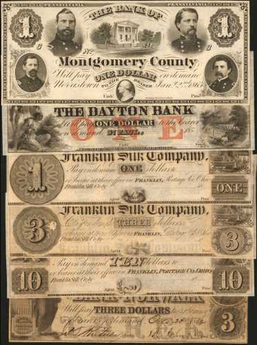 Lot of (5) Obsolete Notes from Minnesota, Ohio and Pennsylvania. Very Fine to Choice Uncirculated.