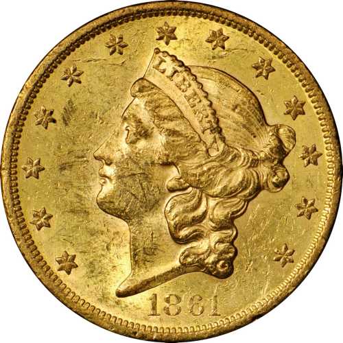 1861 Liberty Head Double Eagle. MS-61 (PCGS).