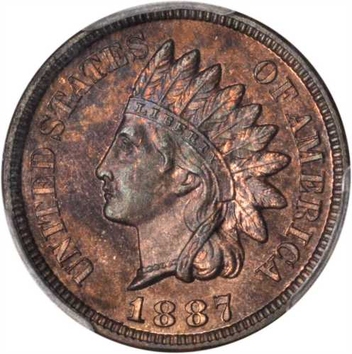 1887 Indian Cent. Proof-64 RB (PCGS).