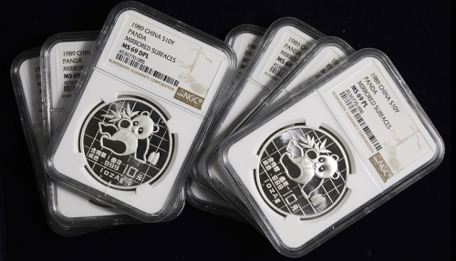 1989年熊猫纪念银币1盎司 NGC MS 69
