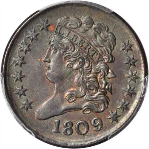 1809/6 Classic Head Half Cent. C-5. Rarity-1. 9/Inverted 9. AU Details--Altered Surfaces (PCGS).