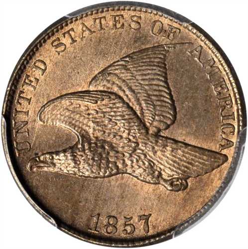 1857 Flying Eagle Cent. Type of 1857. MS-65 (PCGS).