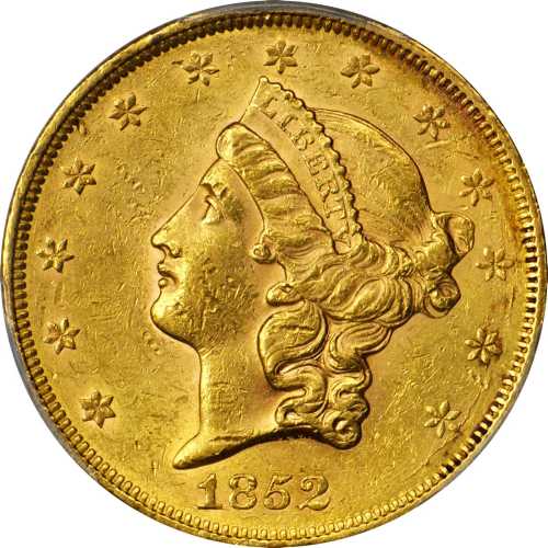 1852 Liberty Head Double Eagle. AU-55 (PCGS).