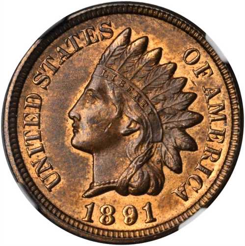 1891 Indian Cent. MS-64 RB (NGC).