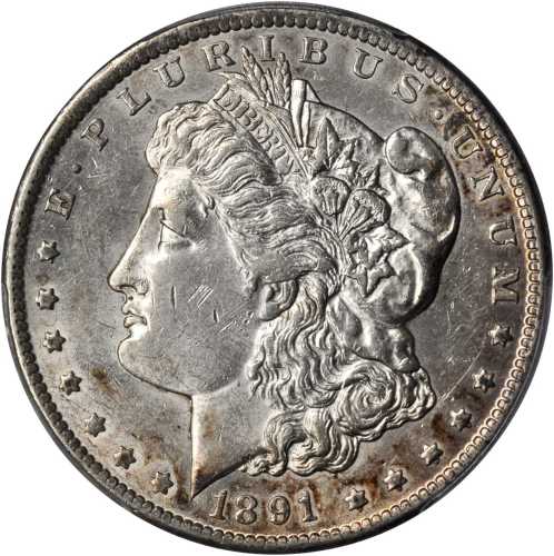 1891-CC Morgan Silver Dollar. VAM-3. Top 100 Variety. Spitting Eagle. AU-55 (PCGS).