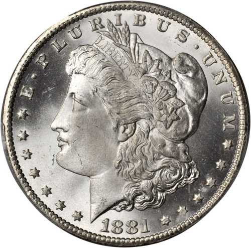 1881-CC Morgan Silver Dollar. MS-67 (PCGS). Gold Shield Holder.