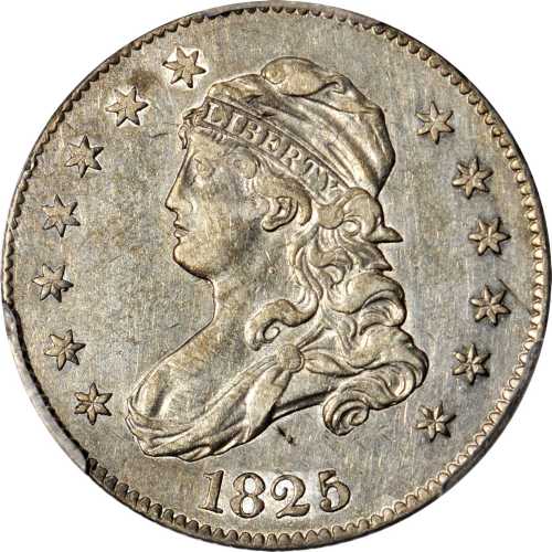 1825/4/2 Capped Bust Quarter. B-2. Rarity-2. AU-53 (PCGS).