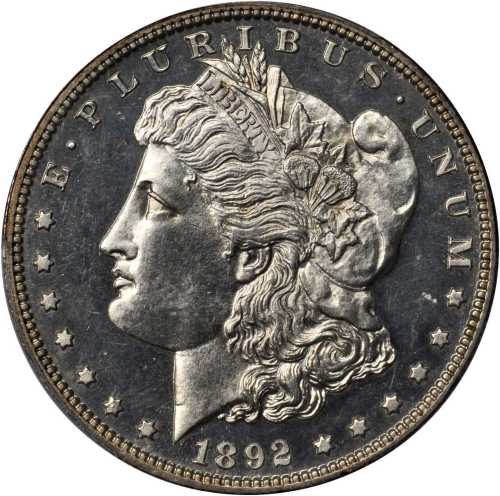 1892 Morgan Silver Dollar. Proof-62 (PCGS).