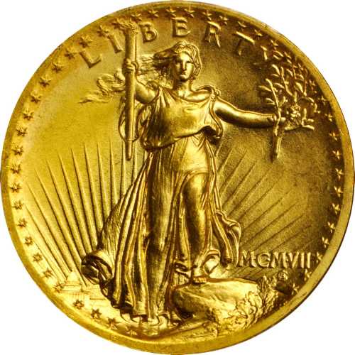 MCMVII (1907) Saint-Gaudens Double Eagle. High Relief. Wire Rim. MS-65+ (PCGS). Gold Shield Holder.