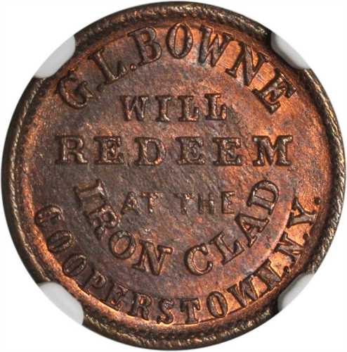 New York--Cooperstown. Undated (1861-1865) George L. Bowne. Fuld-145B-1a. Rarity-3. Copper. 18 mm. M