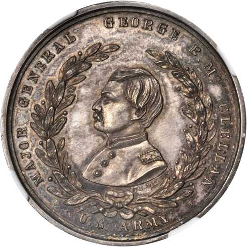 1864 George McClellan. DeWitt-GMcC 1864-7. Silver. 34 mm. MS-64 (NGC).