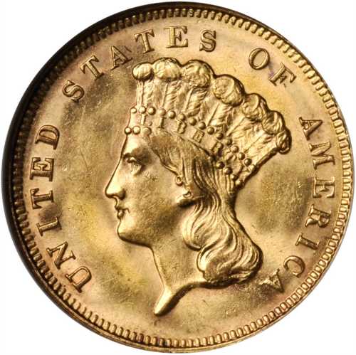 1878 Three-Dollar Gold Piece. MS-62 (NGC). CAC. OH.