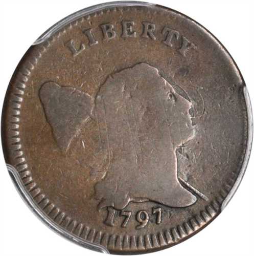 1797 Liberty Cap Half Cent. C-3a. Rarity-3. Plain Edge, Low Head. Good Details--Graffiti (PCGS).