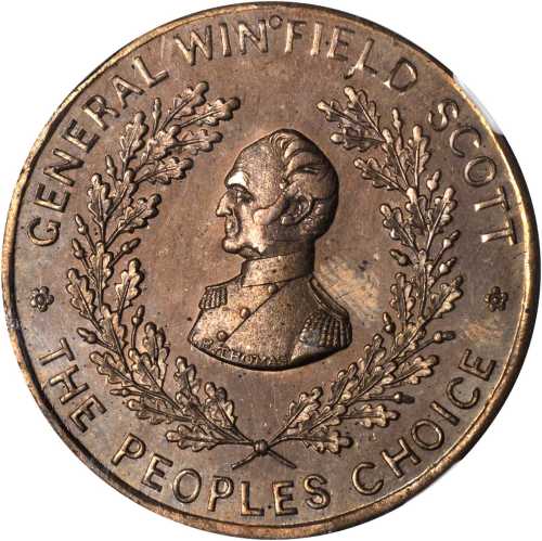 1852 Winfield Scott. DeWitt-WS 1852-5. Copper-nickel. 33 mm. MS-65 (NGC).