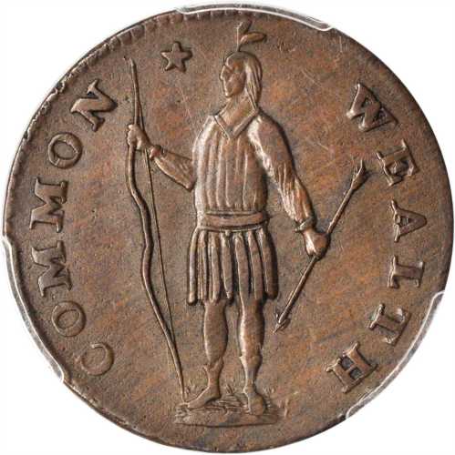 1788 Massachusetts Cent. Ryder 1-D, W-6190. Rarity-3-. Period after MASSACHUSETTS. AU-55 (PCGS).