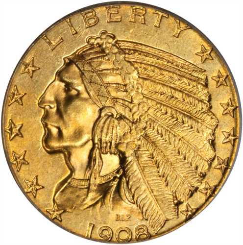 1908 Indian Half Eagle. MS-62 (PCGS). CAC.