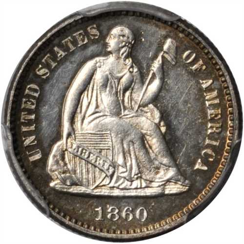 1860 Liberty Seated Half Dime. Proof-63 (PCGS).