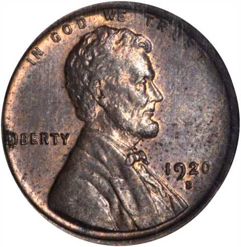 1920-S Lincoln Cent. MS-63 RB (ANACS).