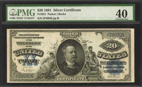 Fr. 321. 1891 $20 Silver Certificate. PMG Extremely Fine 40.