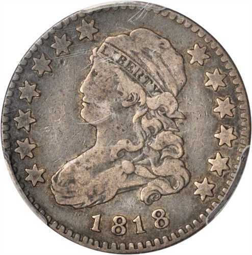 1818 Capped Bust Quarter. B-8. Rarity-3. Fine-15 (PCGS). CAC.